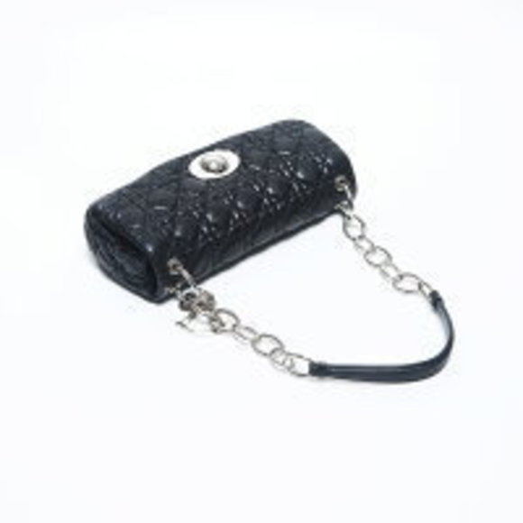 Christian Dior Logo Charm Cannage Lambskin Shoulder Bag Black - Picture 9 of 12